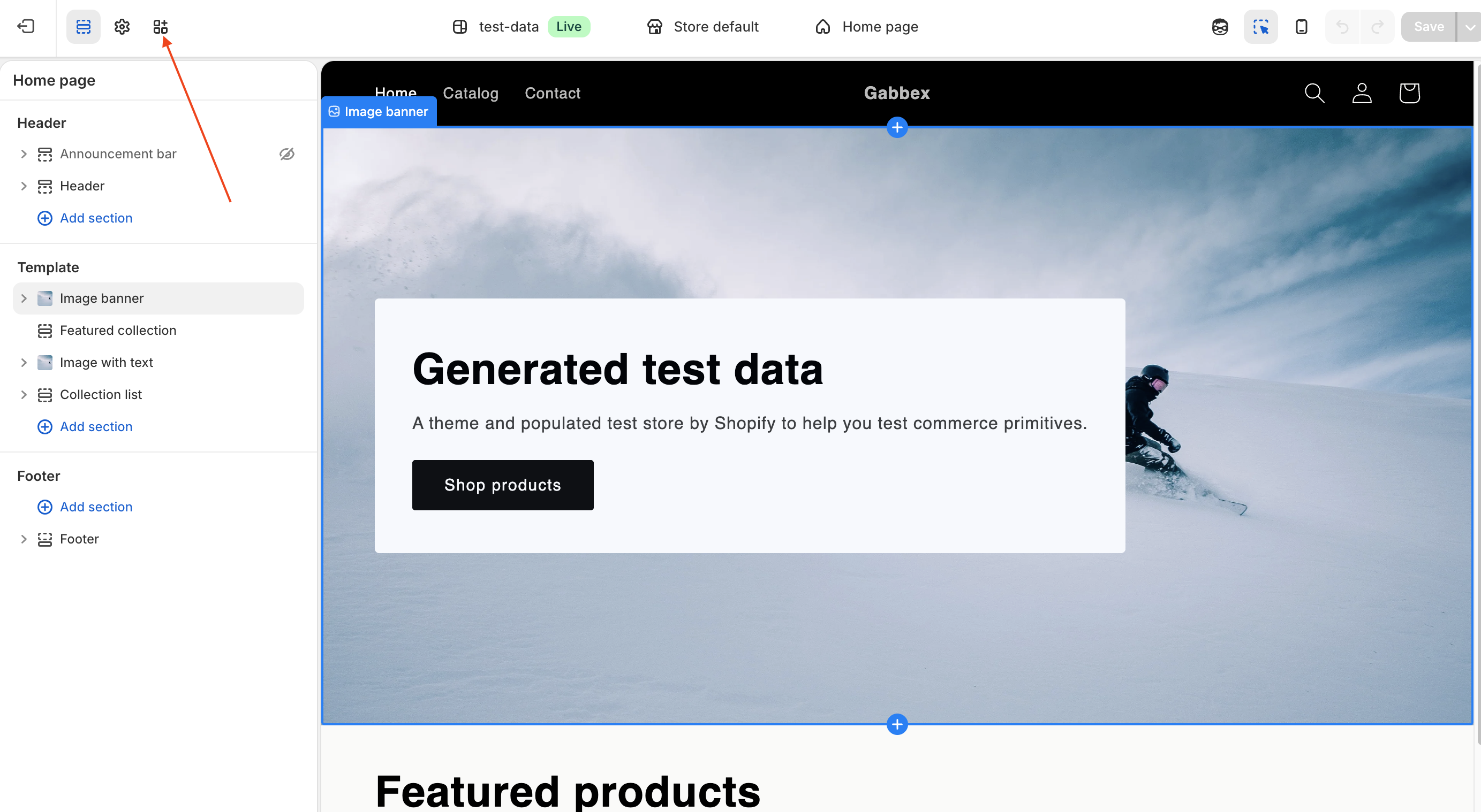 Shopify theme editor: App embeds selected in the sidebar